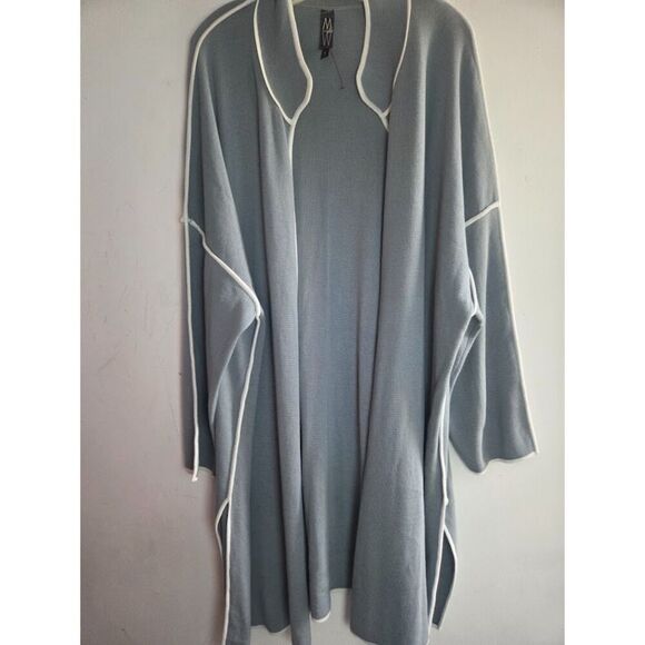 NWOT Marla Wynne Blue Grey Cotton Duster Length Open Cardigan Sweater size 3X - Picture 11 of 11